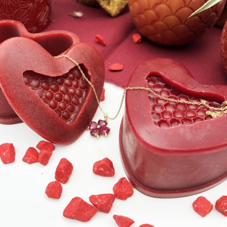 Coeur en cire d'abeille rouge amour boite bijoux cadeau BEILSENS