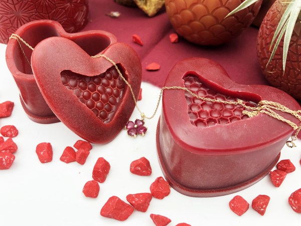 Coeur en cire d'abeille rouge amour boite bijoux cadeau BEILSENS