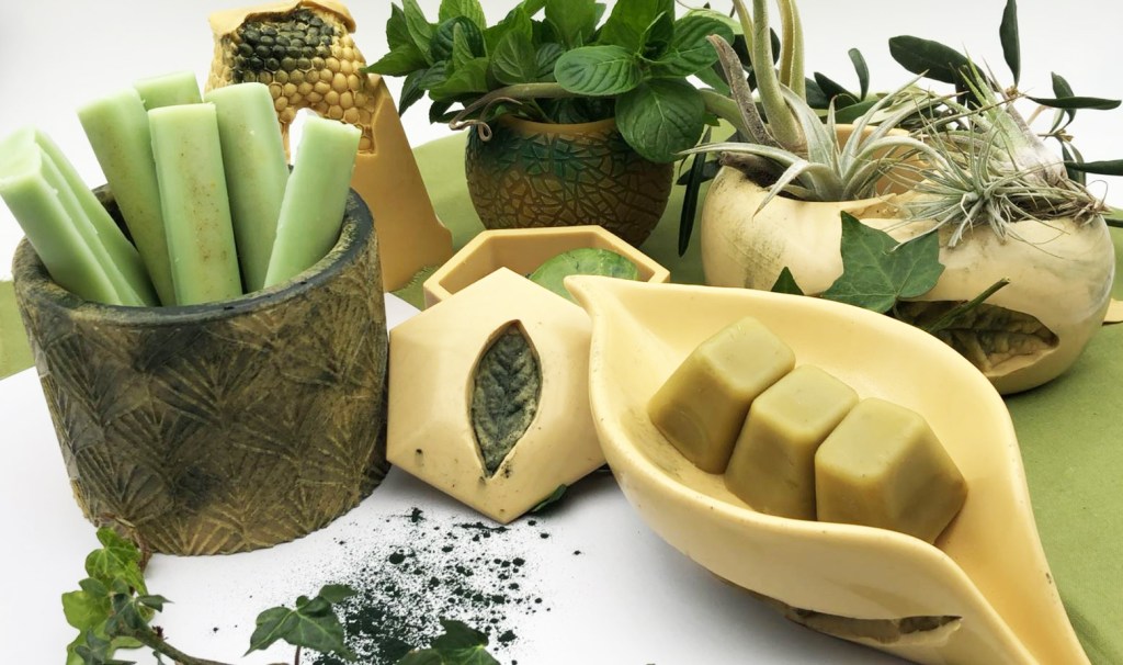 Pigment vert cire d'abeille vase nordique la feuille